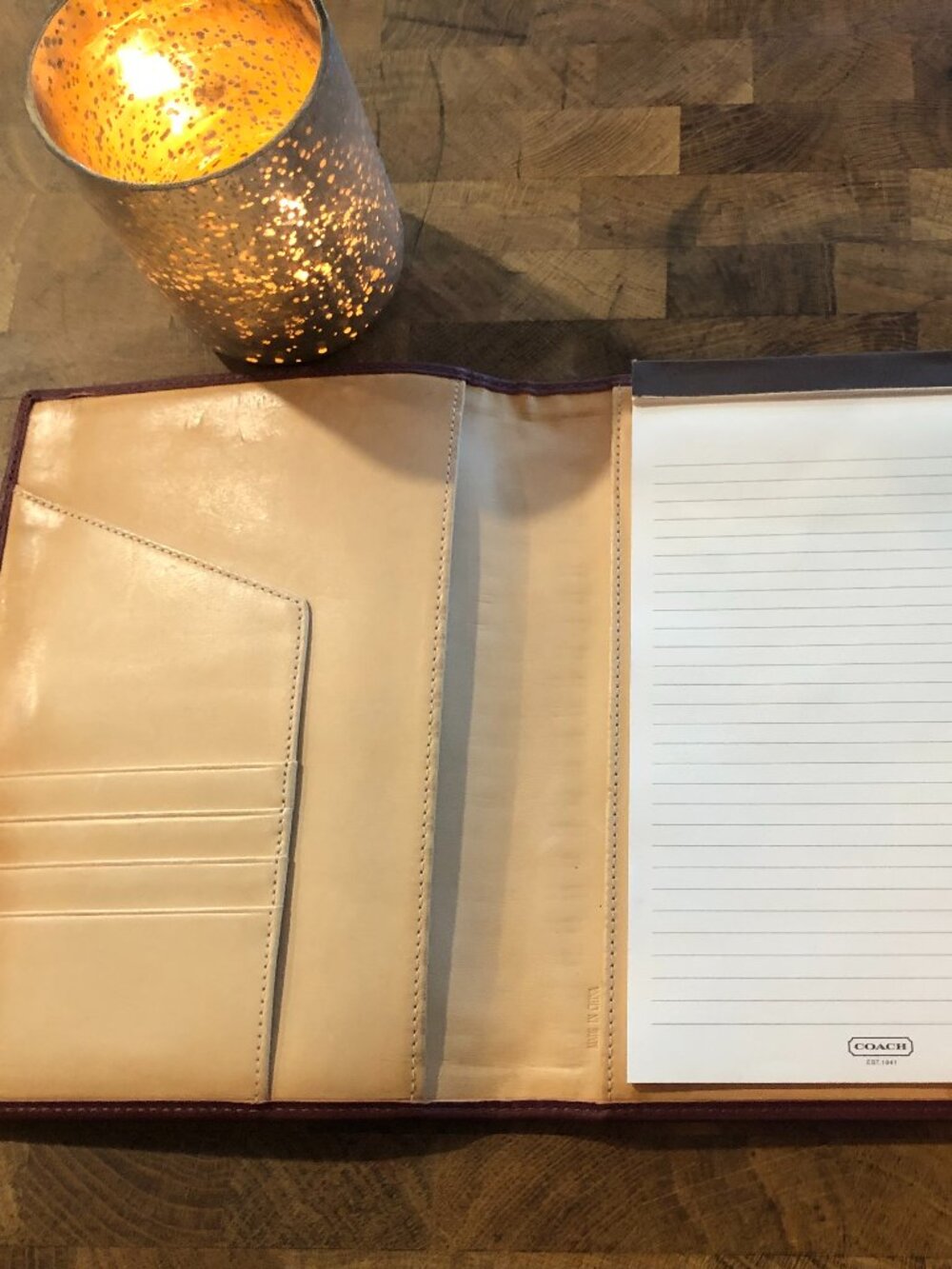 COACH Y2K 5x7 Canvas/Maroon Leather Notepad w/Original Pen - Picture 2 of 5